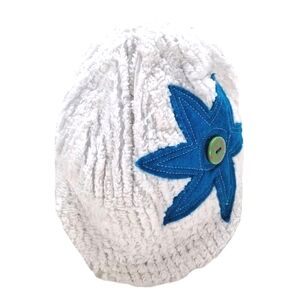 Kids White and Blue Handmade Hat